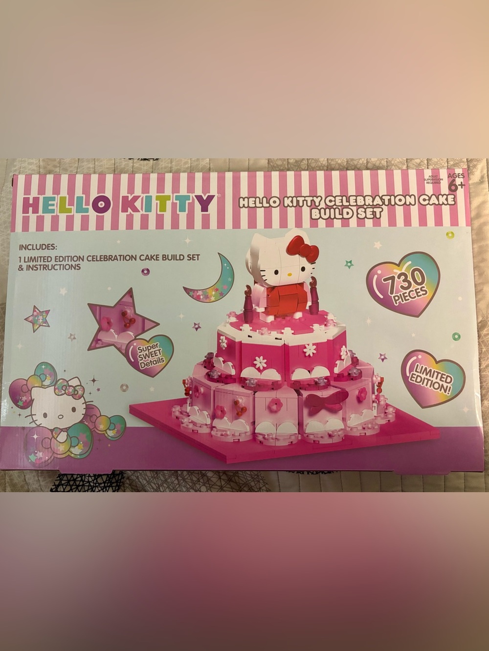 Hello Kitty Pink and White Tiered Cake Topper Build Set